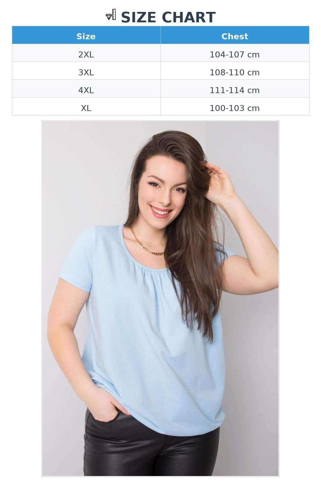 Love Lace Love Lace Women's Plus Size Short Sleeve Round Neck T-Shirt Style 167926 in Baby Blue - 4