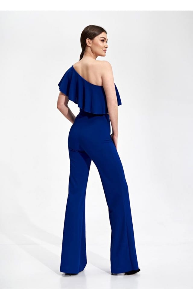 Love Lace Love Lace Women's One Shoulder Ruffle Crop Top Blouse Style 167244 in Blue - 3