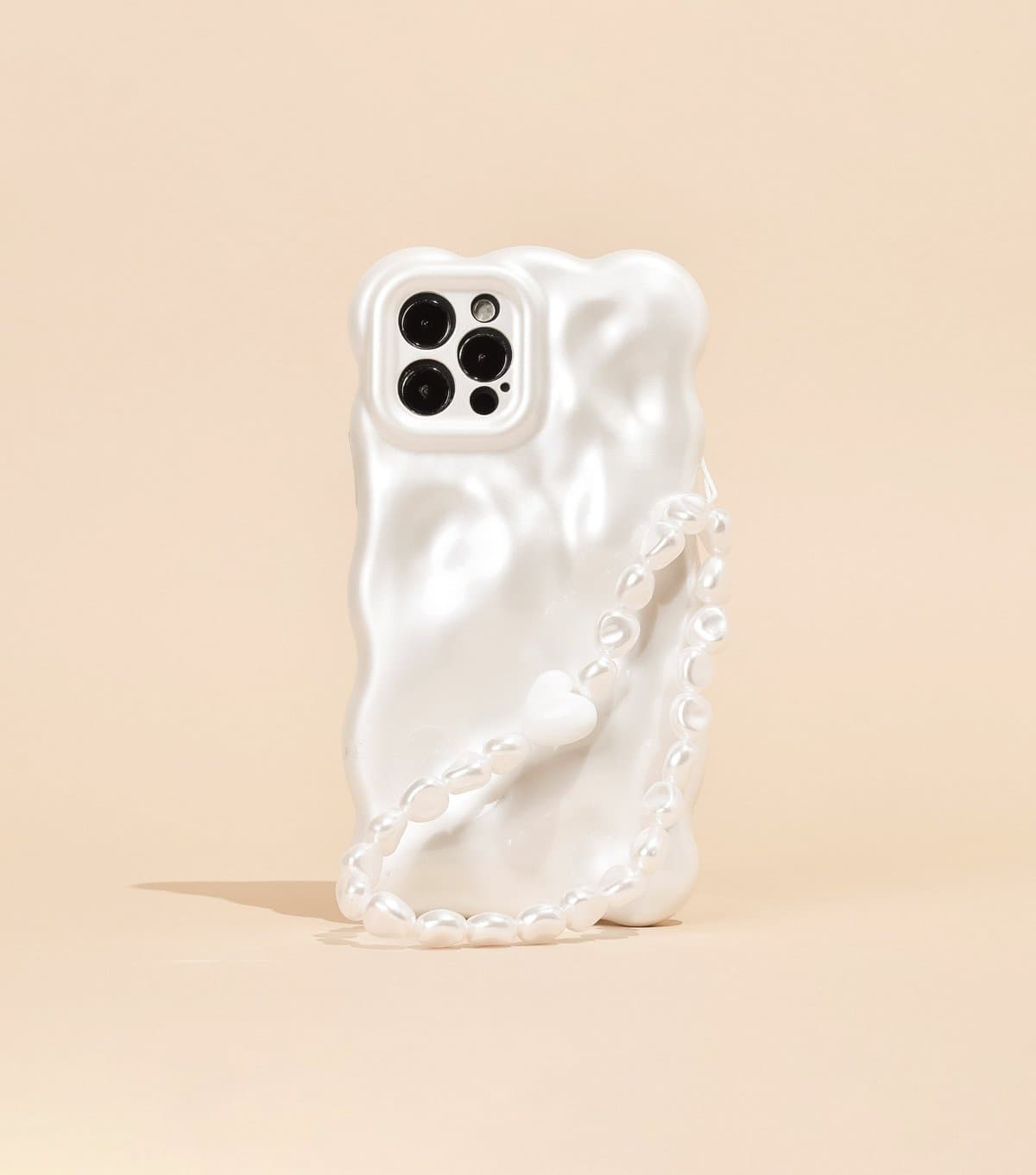 Coconut Lane Cream Chunky Pearls Beaded Phone Strap Coconut Lane New Look