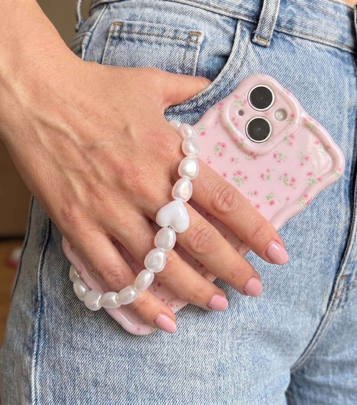 Coconut Lane Cream Chunky Pearls Beaded Phone Strap Coconut Lane New Look - 4