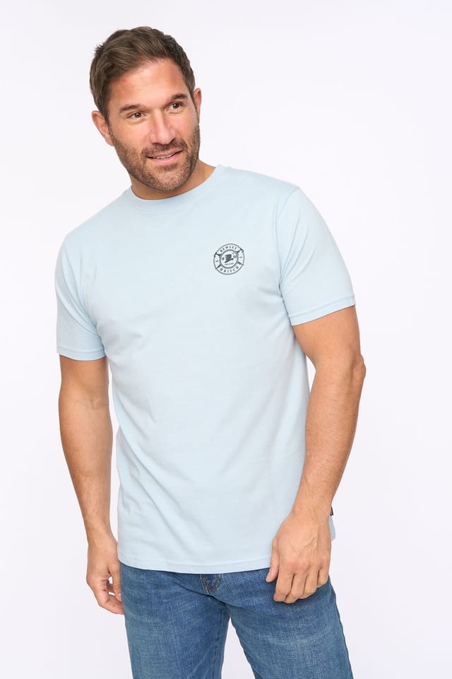 Bewley&Ritch Bewley&Ritch Men's Arkley 100% Cotton Embroidered Logo Crew Neck T-Shirt in Light Blue - 3