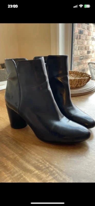 Bershka Bershka Black Faux Leather Ankle Boots 5