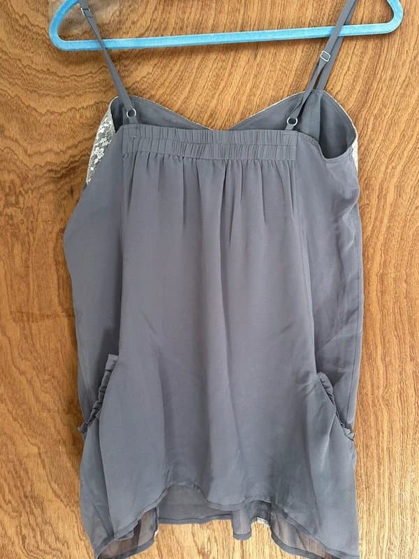 Topshop Topshop brown chiffon/lace top size 12
