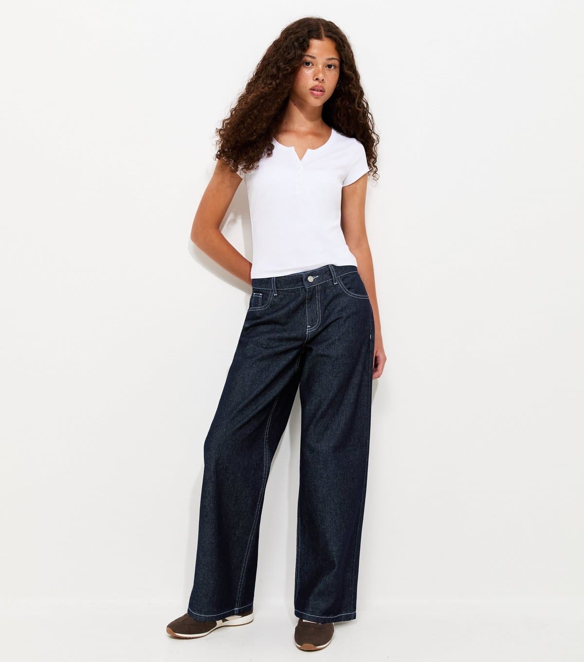 New Look Girls' Navy Slouchy Low Rise Wide Leg Jeans New Look