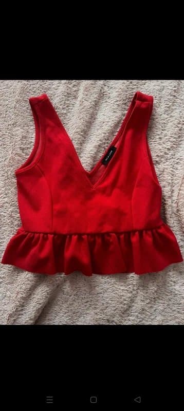 New Look Red crop top. Frilly peplum style Size 10