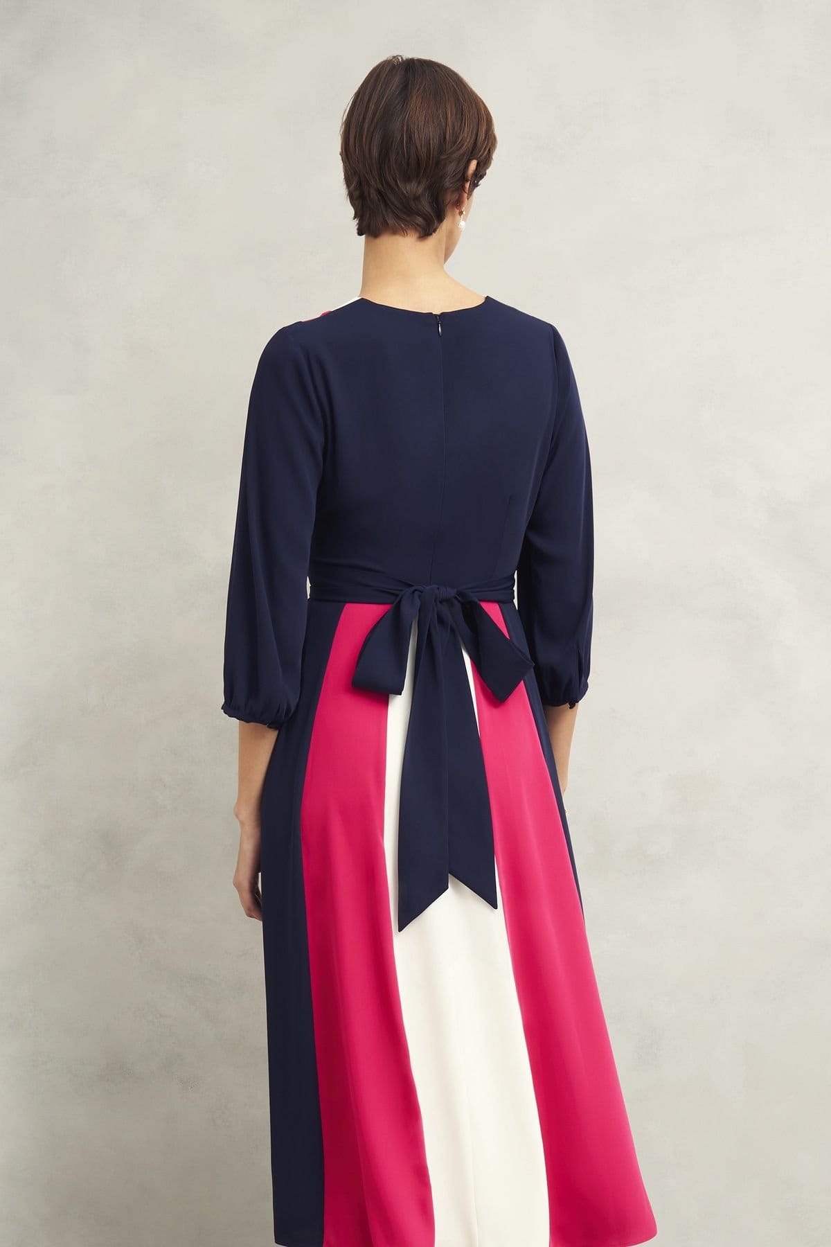 Hobbs London Hobbs London Women's Cora 3/4 Sleeve V-Neck Tie Waist Dress in Fuchsia - 4