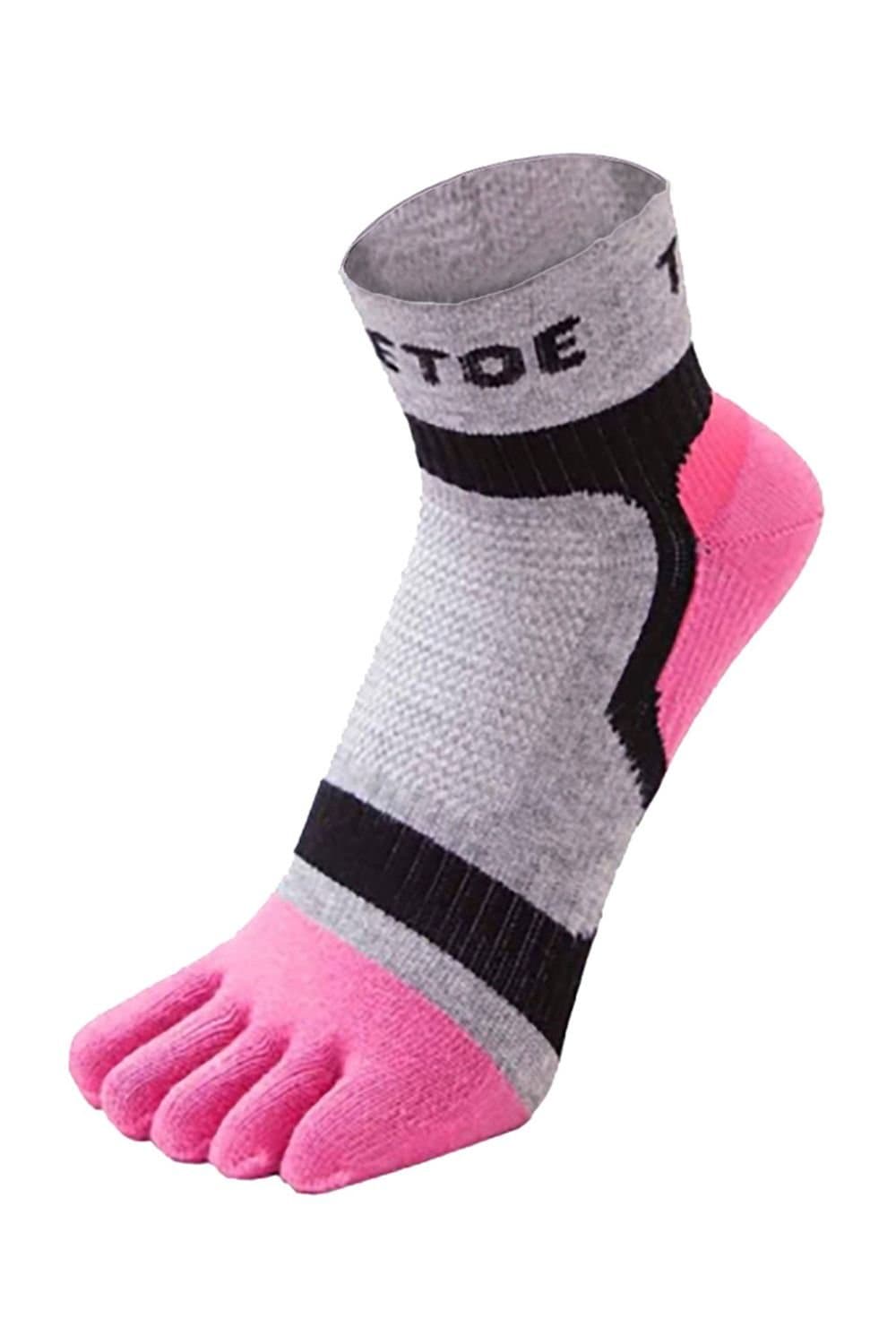 TOETOE TOETOE Men's 1 Pack Sports Light Runner Toe Socks in Pink