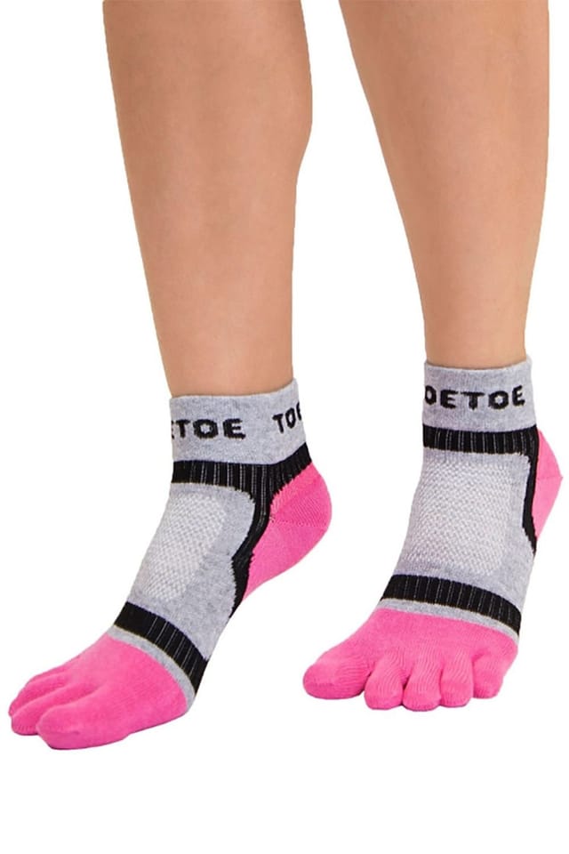 TOETOE TOETOE Men's 1 Pack Sports Light Runner Toe Socks in Pink - 2