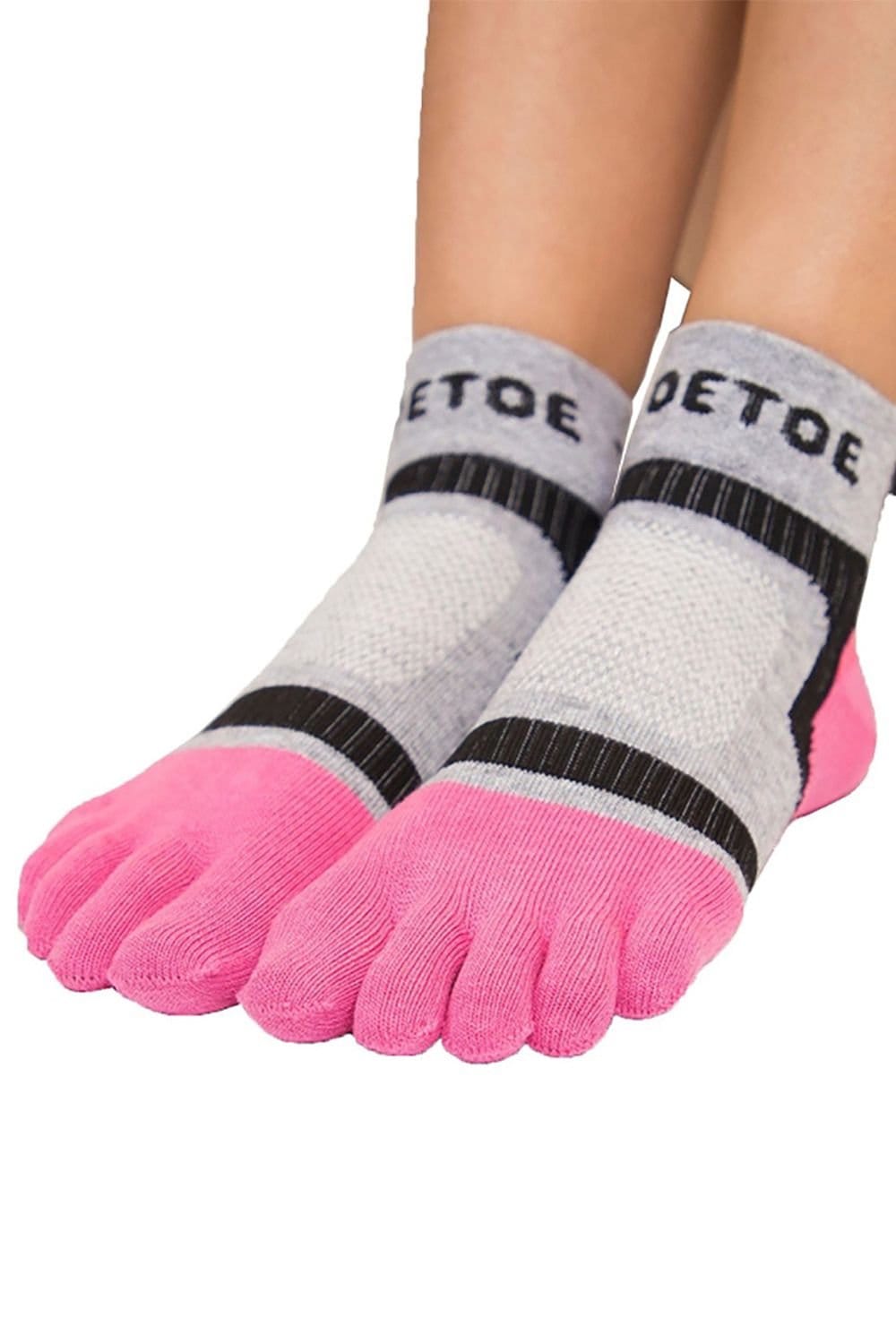 TOETOE TOETOE Men's 1 Pack Sports Light Runner Toe Socks in Pink - 4