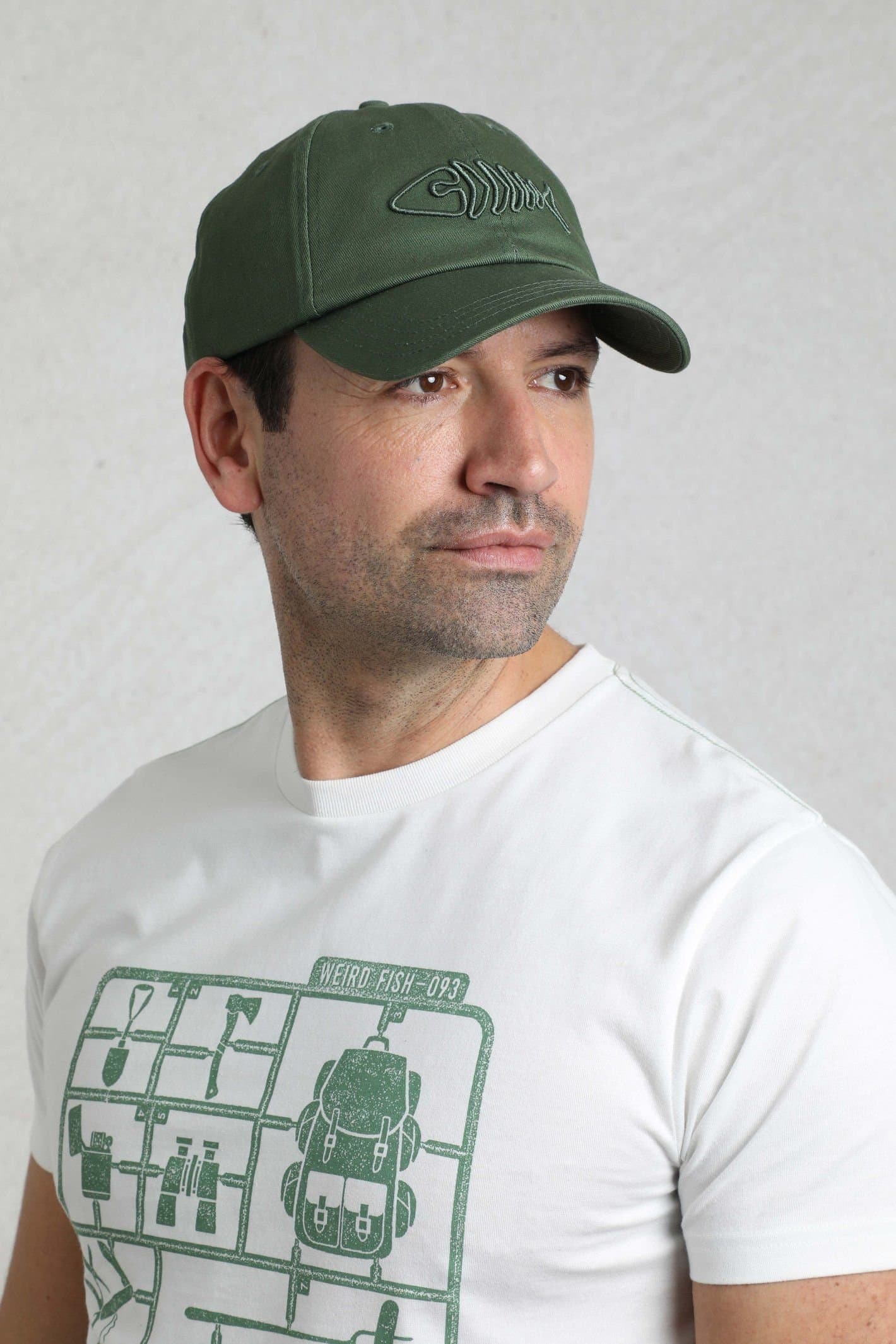 Weird Fish Weird Fish Men's Bude Branded Twill Cap in Dark Olive