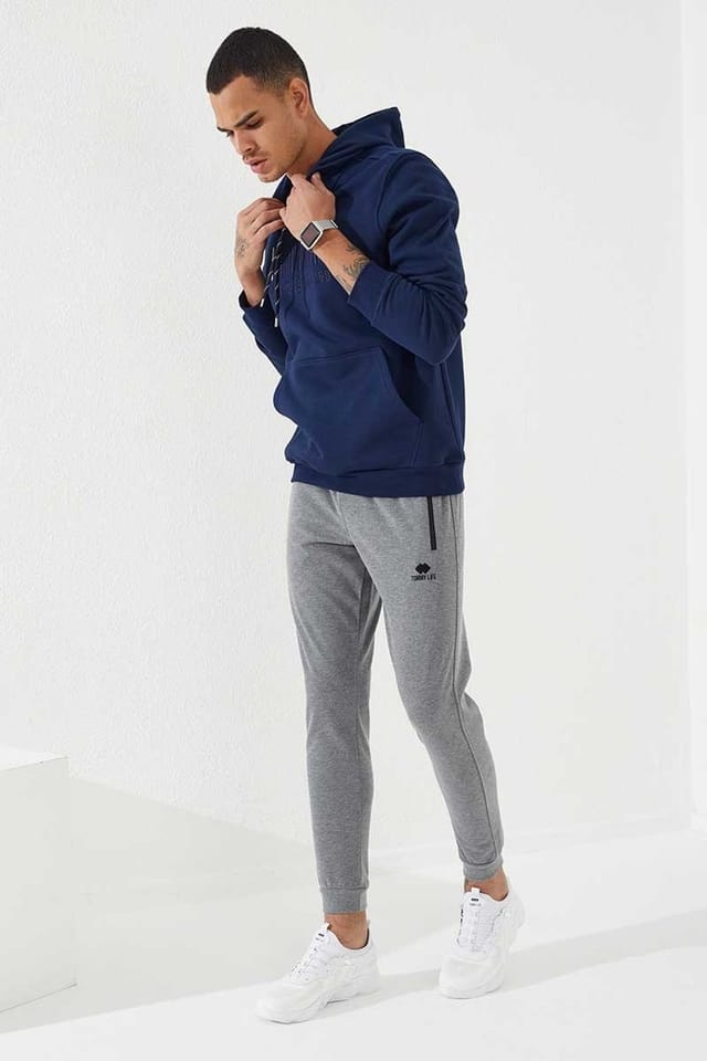 Tommy Life Tommy Life Men's Printed Hooded Sweatshirt in Navy - 2