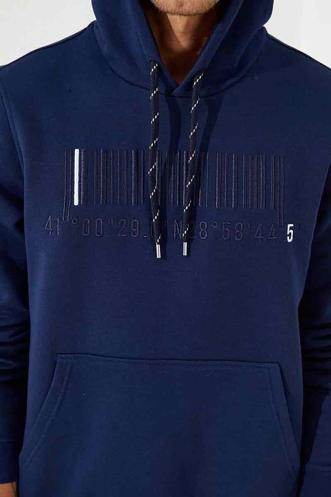 Tommy Life Tommy Life Men's Printed Hooded Sweatshirt in Navy - 4