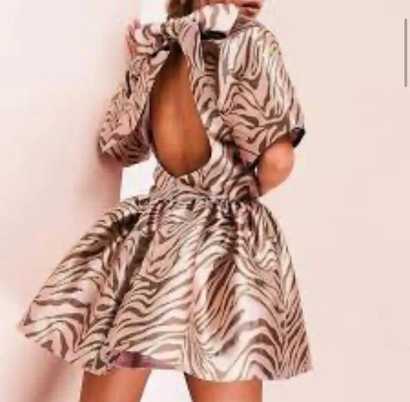ASOS Pink & Gold Zebra Print Party Dress