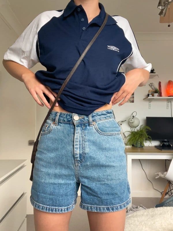 ASOS Blue Denim Mid-Rise Shorts
