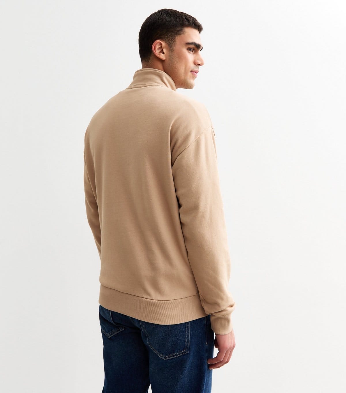 New Look Men's Tan Regular Quarter Zip Sweatshirt New Look - 4