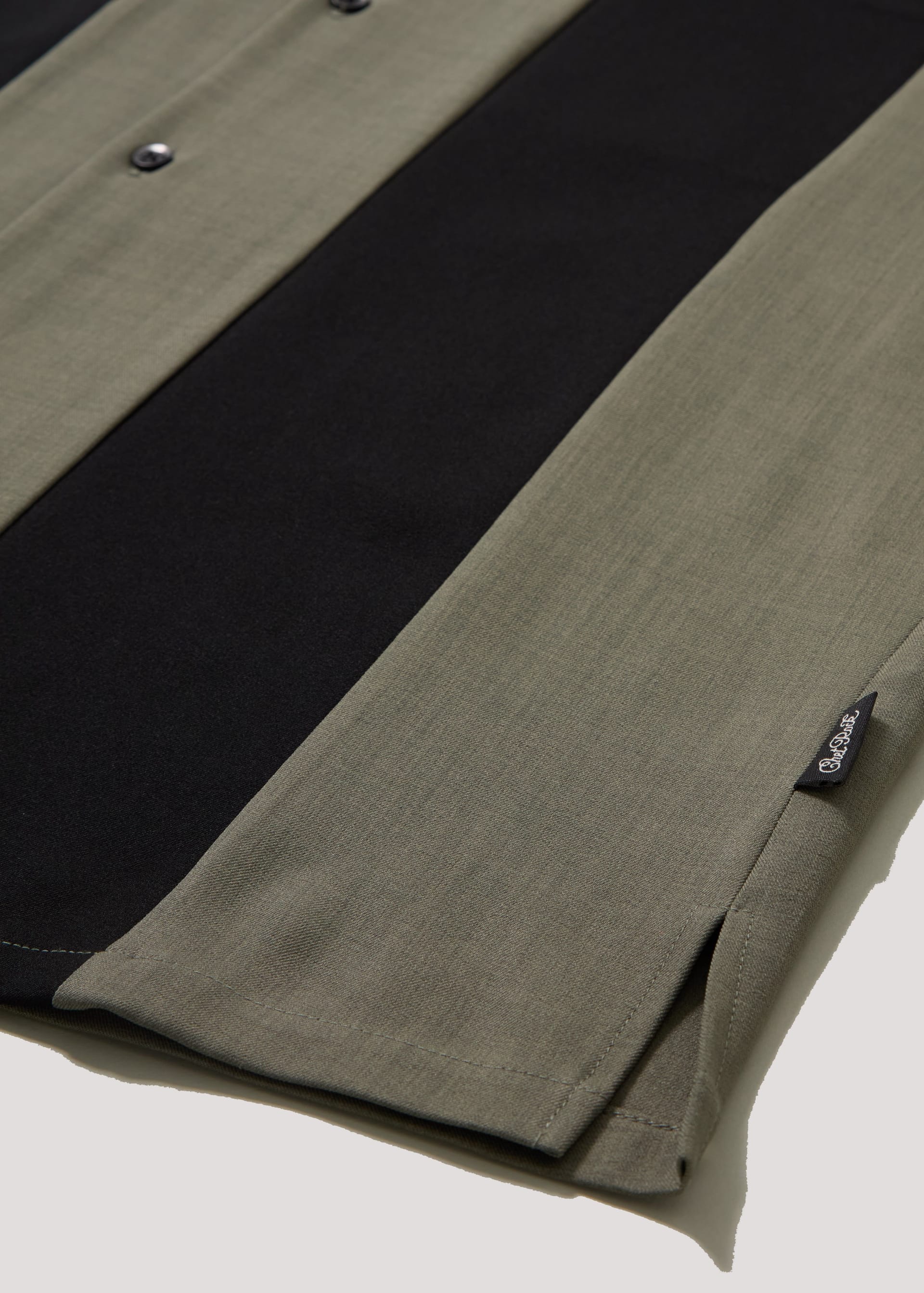 Chet Rock Chet Rock Clayton Men's Green Cuban Collar Shirt with Black Panel Detail in Khaki - 4