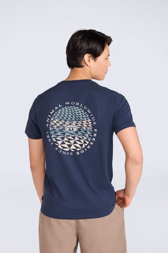 Animal Animal Men's 'Jacob' Short Sleeve Relaxed Fit Lightweight Casual Cotton T-Shirt in Dark Blue - 2