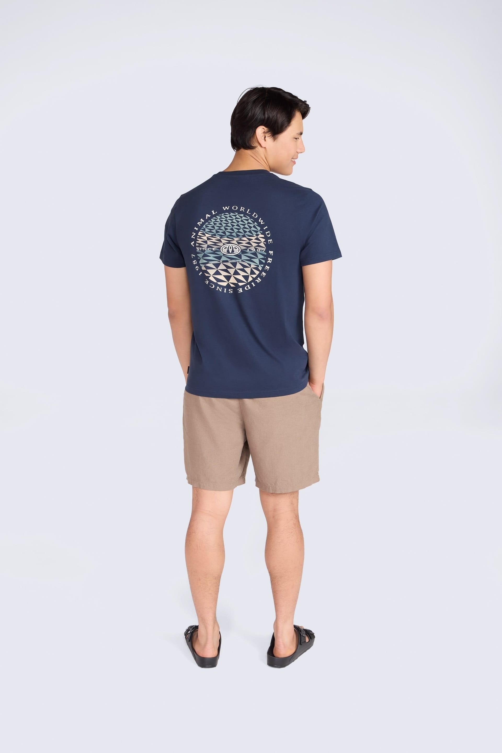 Animal Animal Men's 'Jacob' Short Sleeve Relaxed Fit Lightweight Casual Cotton T-Shirt in Dark Blue - 4