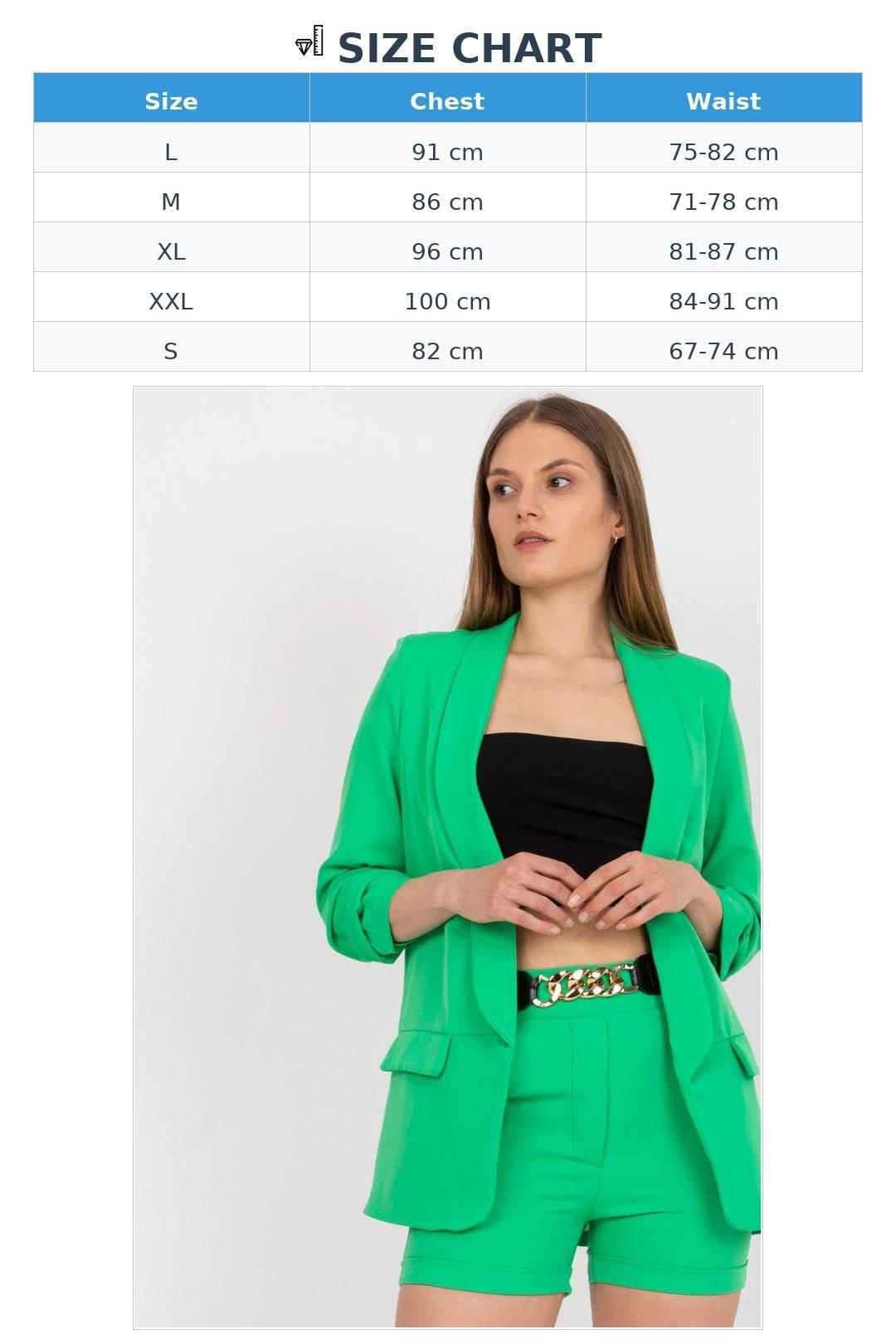 Love Lace Love Lace Women's Elegant Linen Look Jacket Shorts Set in Green - 4