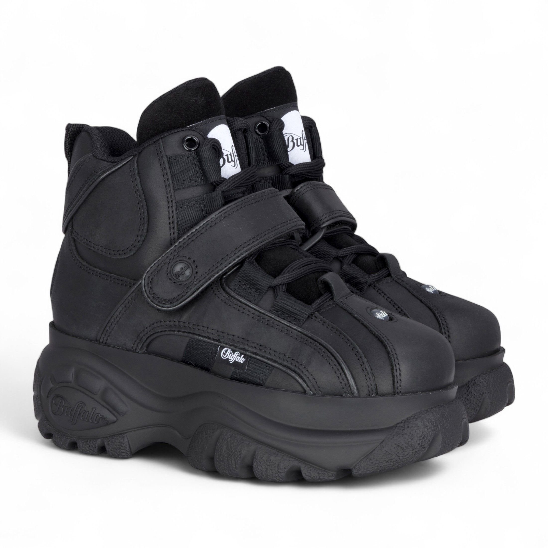 Infinity Leather Infinity Leather Women's Buffalo Leather Chunky Platform High Ankle Boots - 1348-14 2.0 in Black - 2