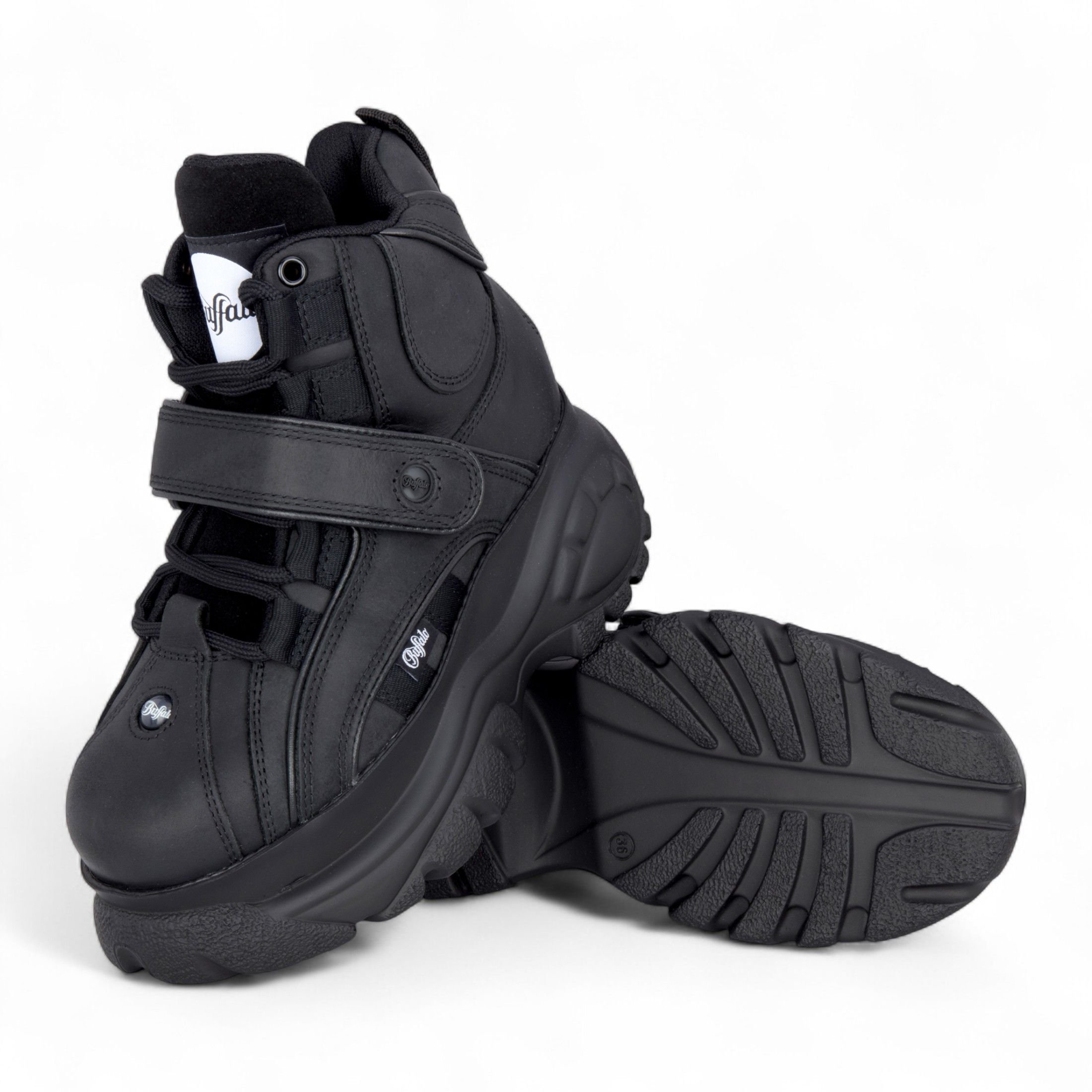 Infinity Leather Infinity Leather Women's Buffalo Leather Chunky Platform High Ankle Boots - 1348-14 2.0 in Black - 4