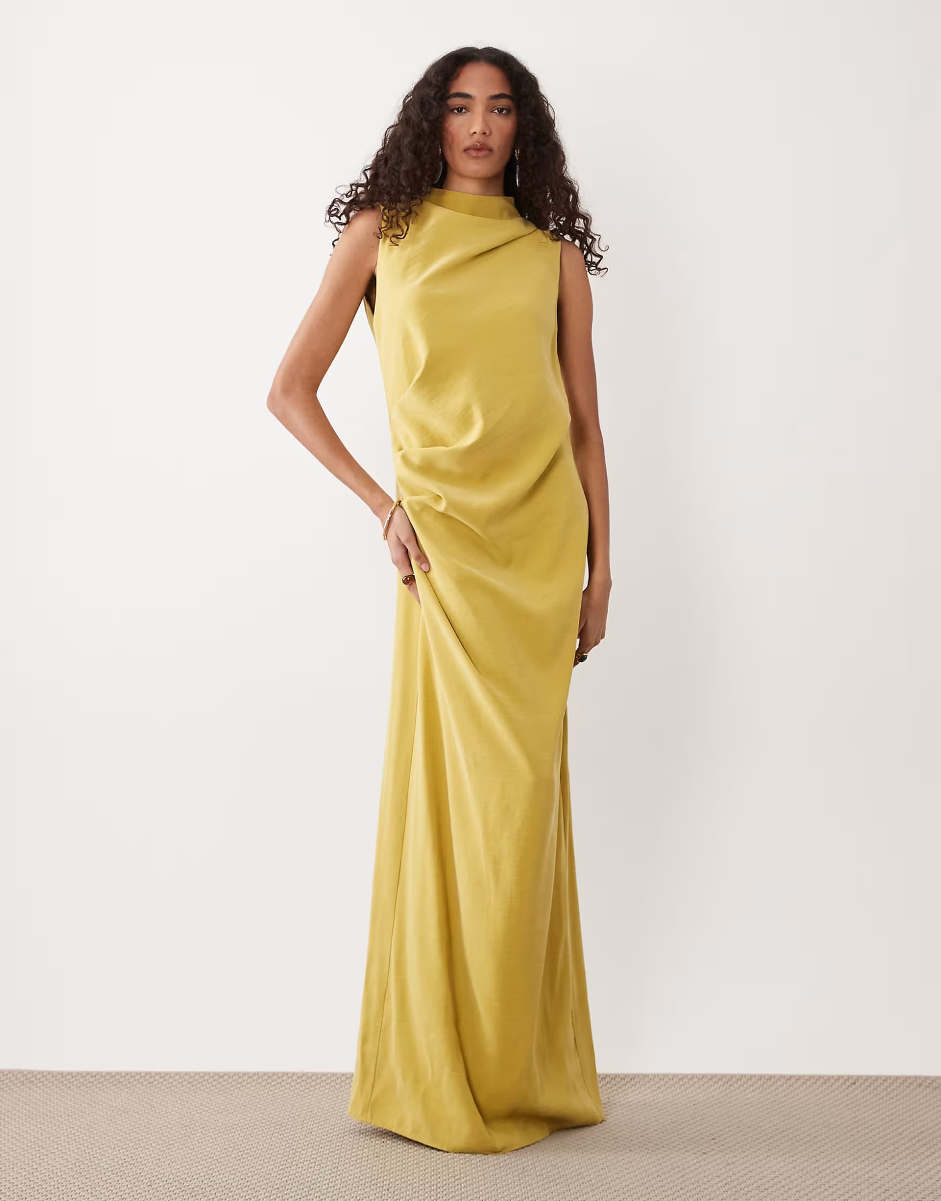 ASOS ASOS DESIGN Tall column slouchy hip maxi dress in golden olive