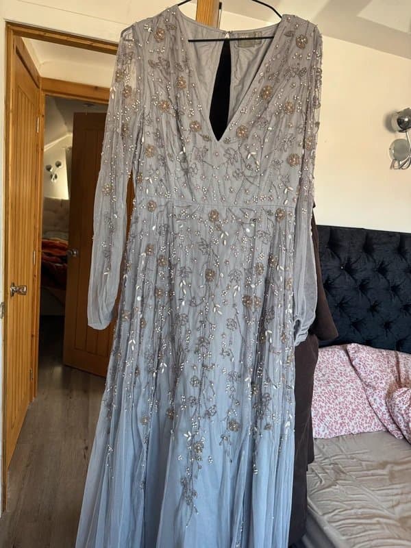 ASOS ASOS Embellished Grey Maxi Dress Size 12 – Worn Once – Occasion/Wedding