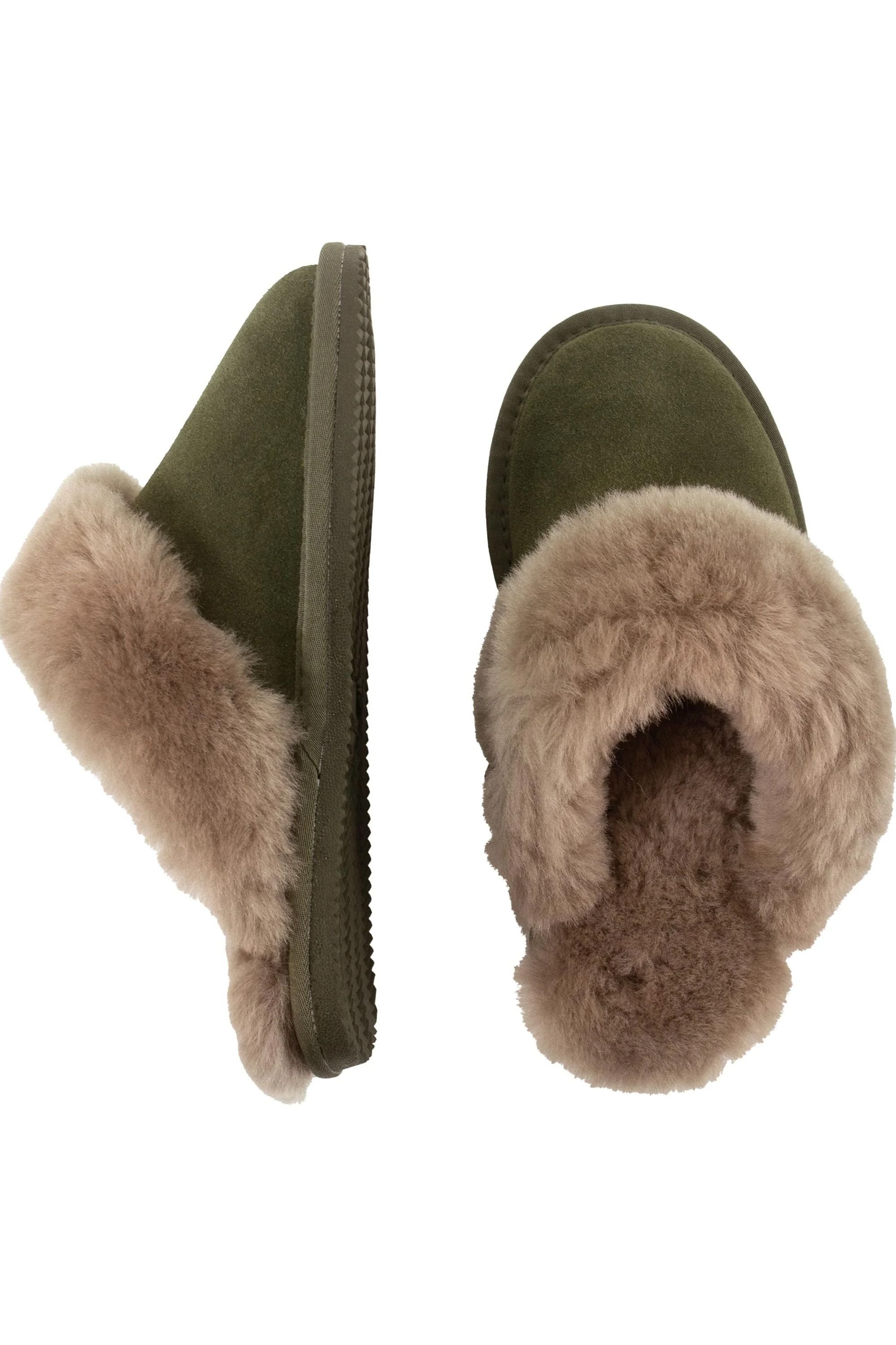 WoolOvers WoolOvers Women's Womens Sheepskin Mule Slipper in Khaki - 2