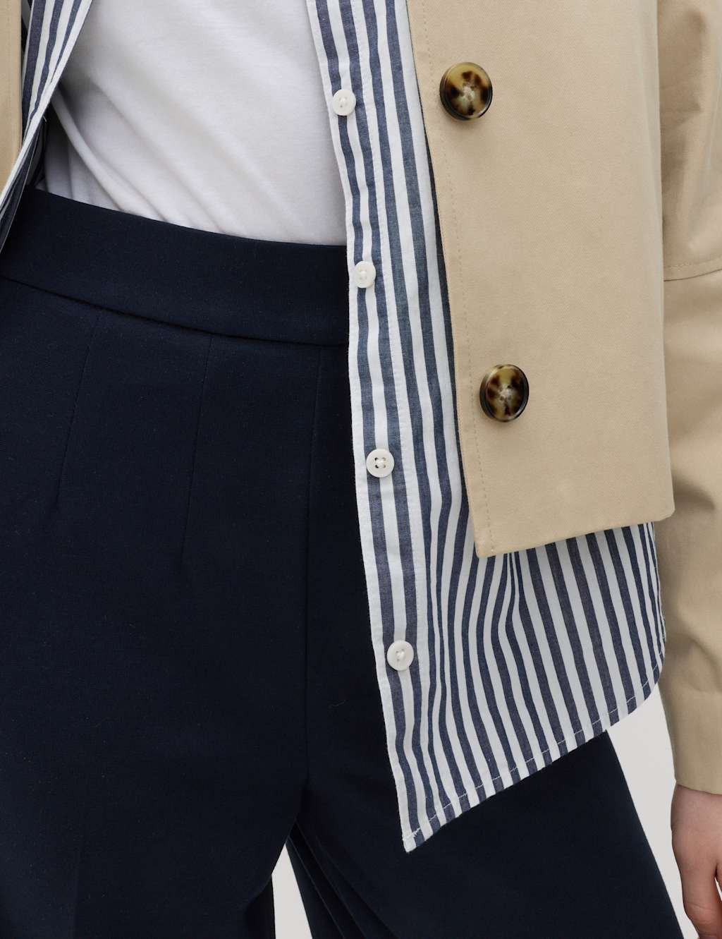 Marks & Spencer M&S Jersey Wide Leg Trousers with Stretch Dark Navy - 3