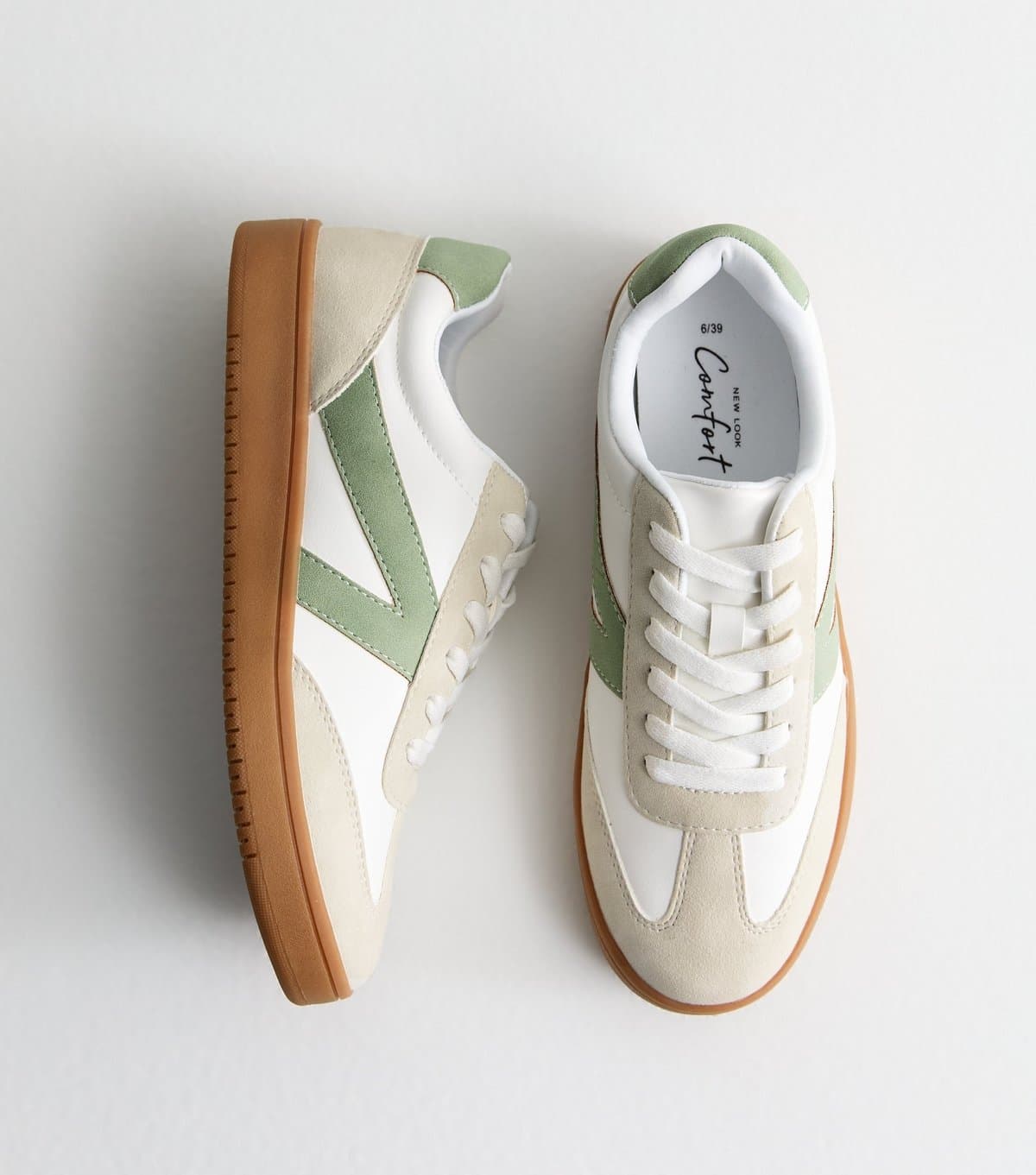 New Look New Look Green Panelled Faux Leather Trainers