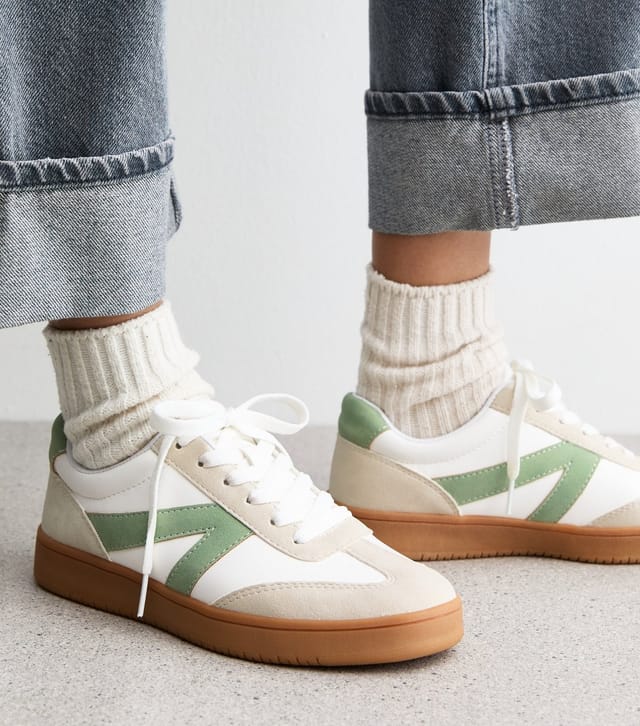 New Look Women's Green Panelled Faux Leather Trainers New Look - 2