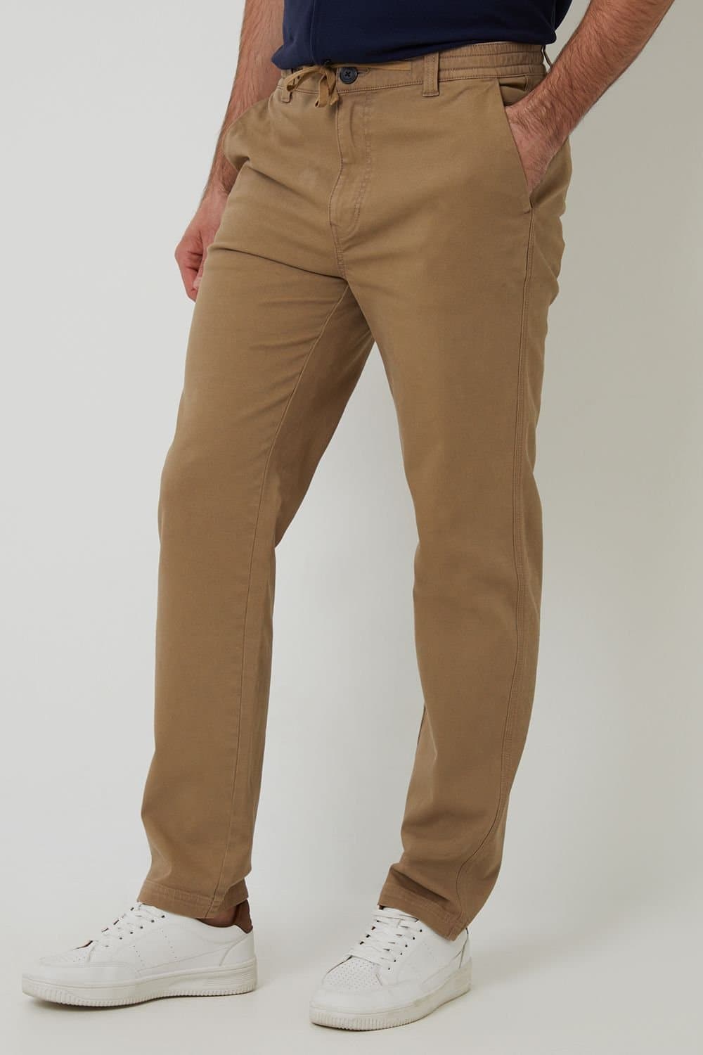 Threadbare Threadbare Men's Cotton Elasticated Waist Chino Trousers in Stone