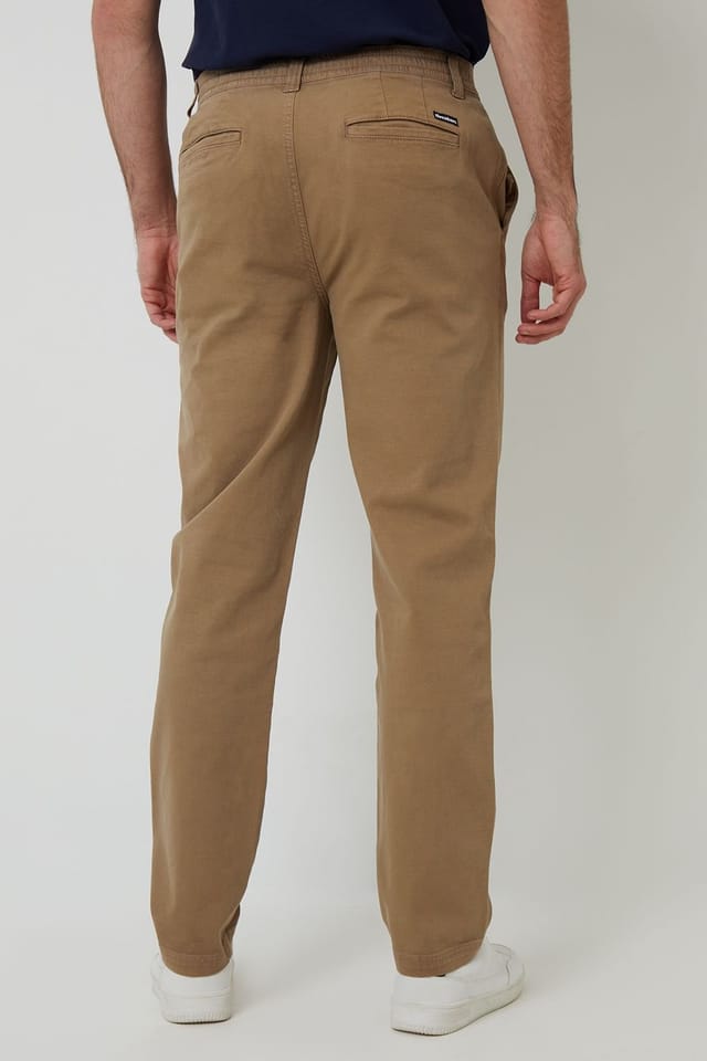 Threadbare Threadbare Men's Cotton Elasticated Waist Chino Trousers in Stone - 2