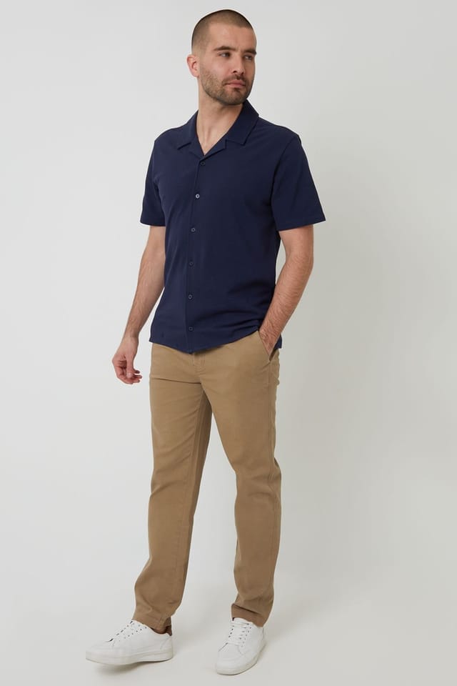 Threadbare Threadbare Men's Cotton Elasticated Waist Chino Trousers in Stone - 3