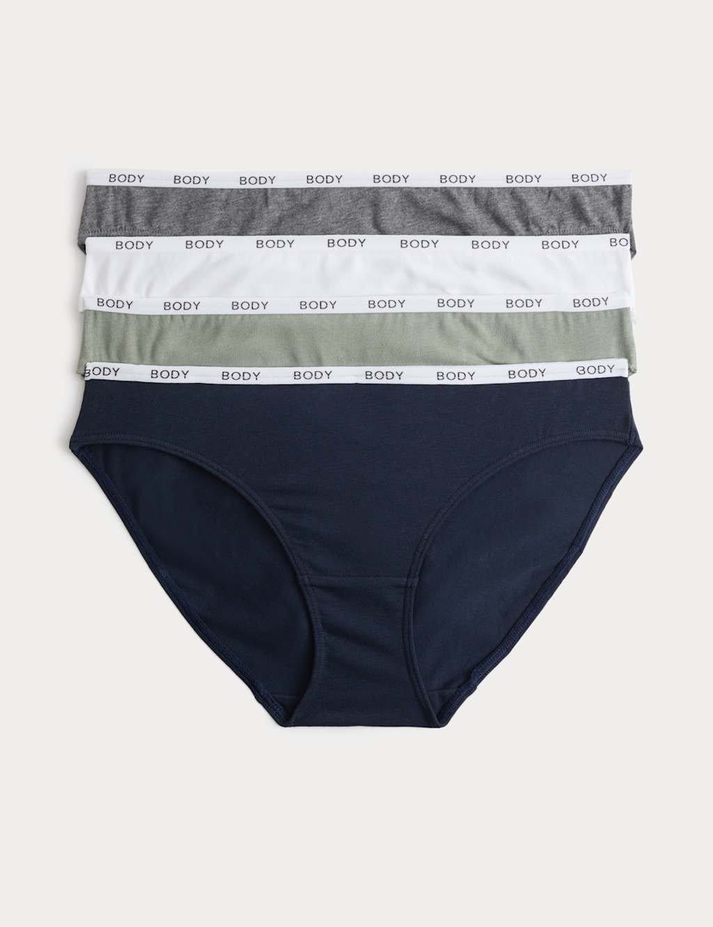Marks & Spencer M&S 4pk Cotton Rich Bikini Knickers Grey Mix - 1