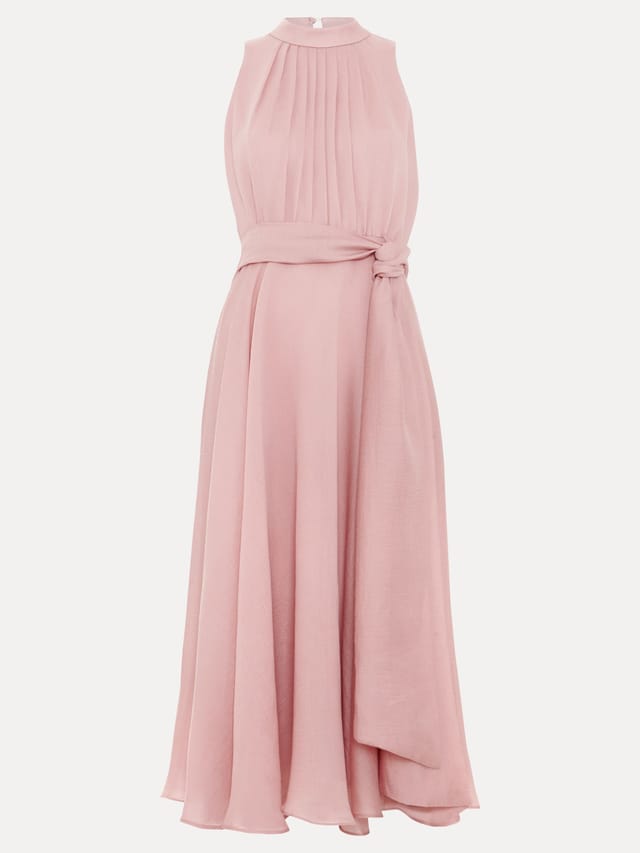 Phase Eight Phase Eight Women's Lucinda Pleated High-Neck Midi Dress in Dusty Pink - 2