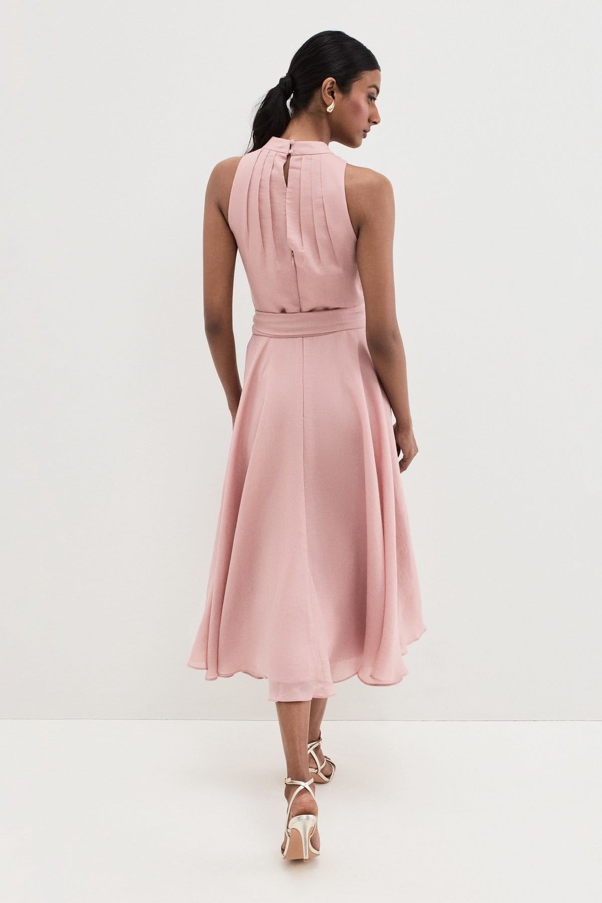 Phase Eight Phase Eight Women's Lucinda Pleated High-Neck Midi Dress in Dusty Pink - 4