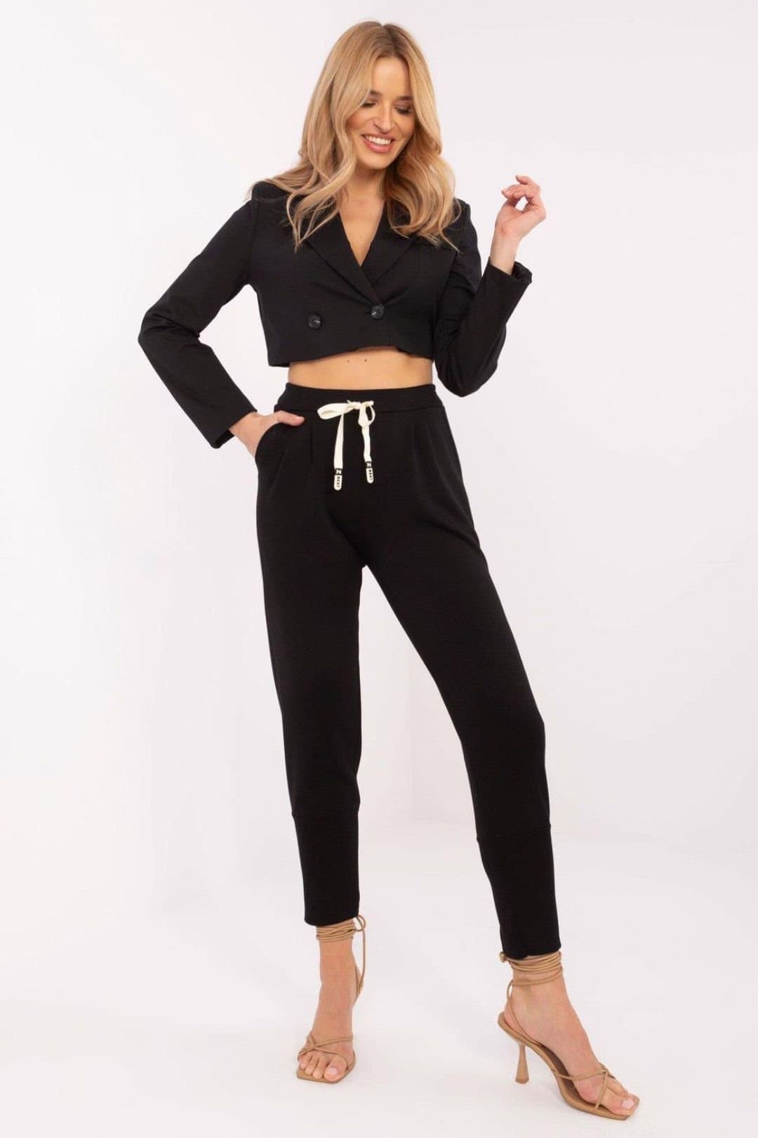 Love Lace Love Lace Women's High Waist Viscose Elastane Track Pants in Black