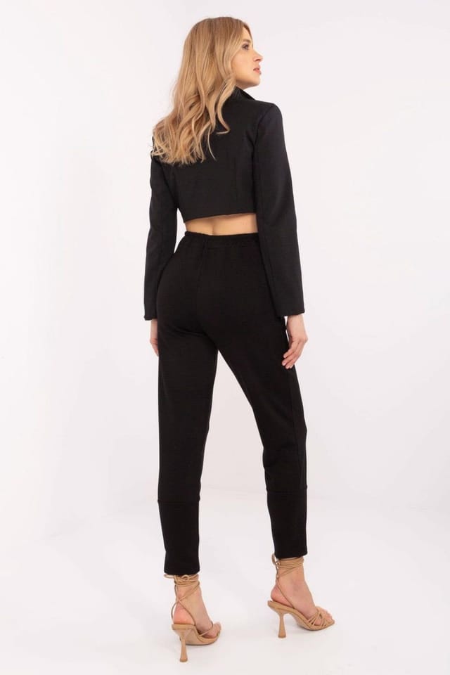 Love Lace Love Lace Women's High Waist Viscose Elastane Track Pants in Black - 3