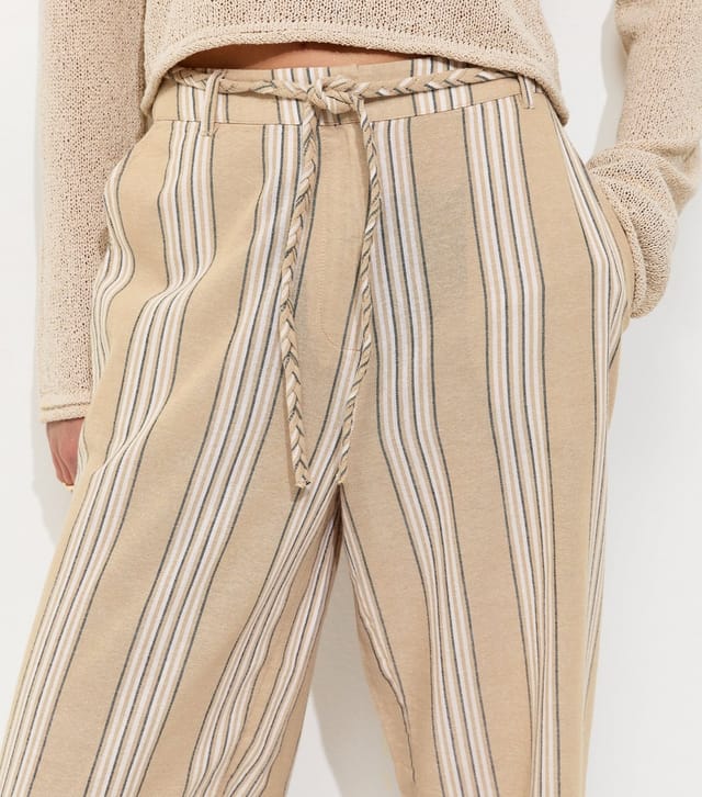 New Look Women's Mink Cotton Rich Striped Wide Leg Trousers New Look - 2