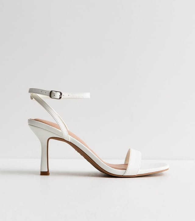 New Look Women's White Faux Leather Single Strap Stiletto Sandals Vegan New Look - 2