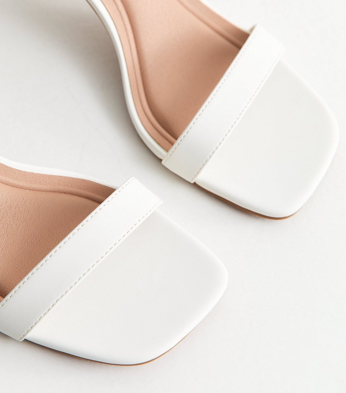 New Look Women's White Faux Leather Single Strap Stiletto Sandals Vegan New Look - 4