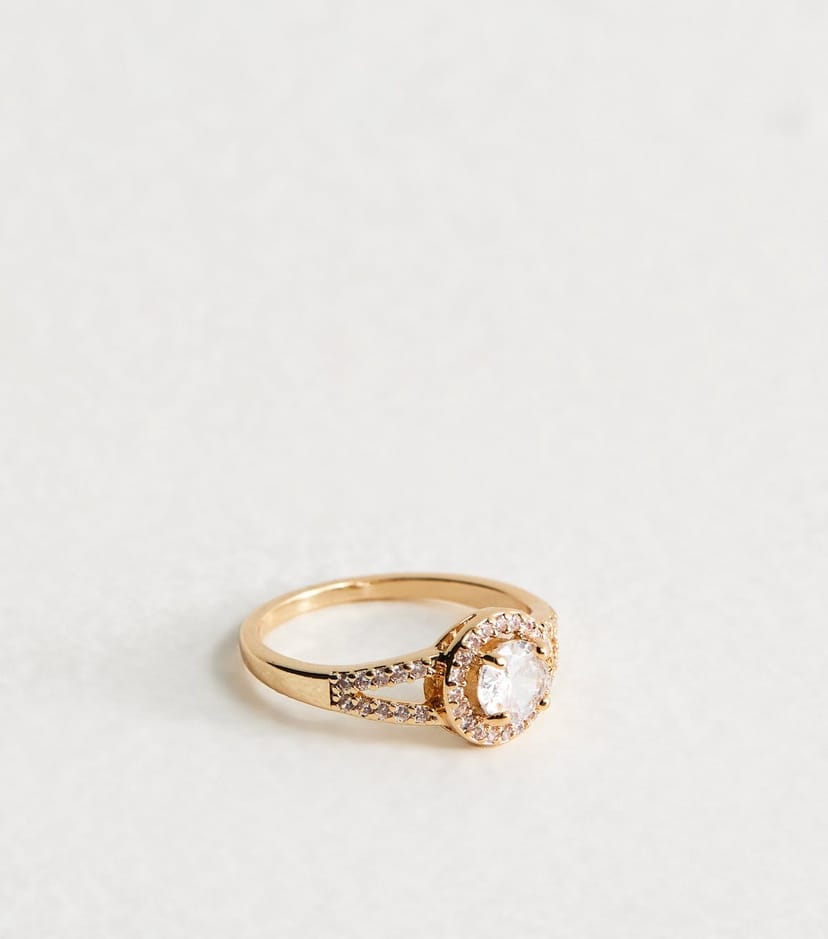 New Look Gold Tone Cubic Zirconia Round Ring New Look - 1