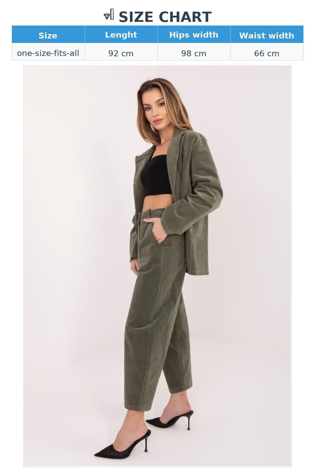 Love Lace Love Lace Women's High Waist Carrot Corduroy Trousers Style 224998 in Green - 4