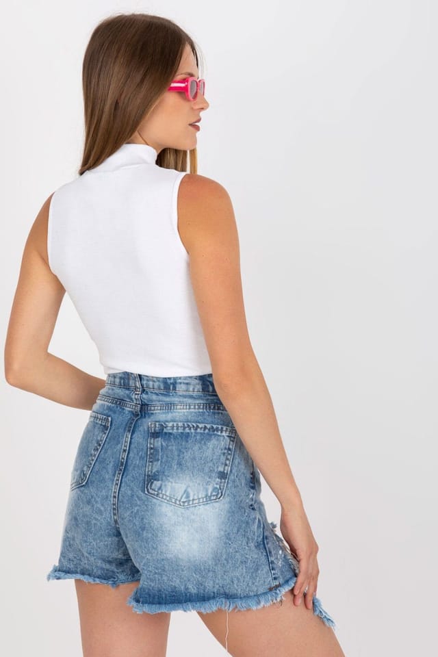 Love Lace Love Lace Women's Ribbed Half Turtleneck Straight Cut Top Style 168219 in White - 3