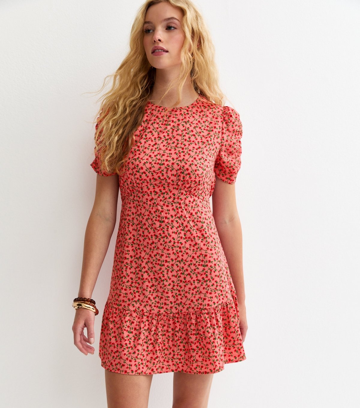 New Look Women's Pink Floral Ruched Sleeve Mini Dress New Look - 2