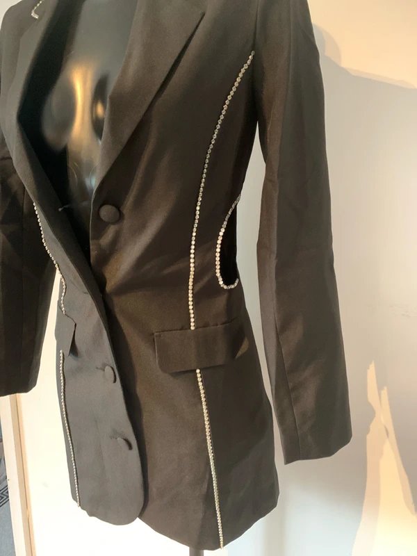 ASOS Asos Asyou Diamante Trim Blazer Dress With Cut-Out Detail in Black , Size: Uk 4 - 1