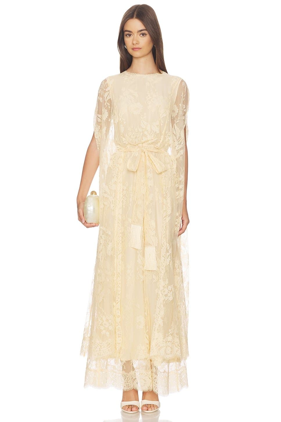 revolve Valiant Lace Caped Maxi Dress