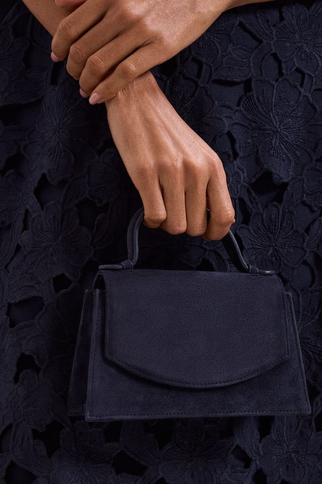 Phase Eight Phase Eight Women's Suede Effect Top Handle Bag in Dark Navy - 2