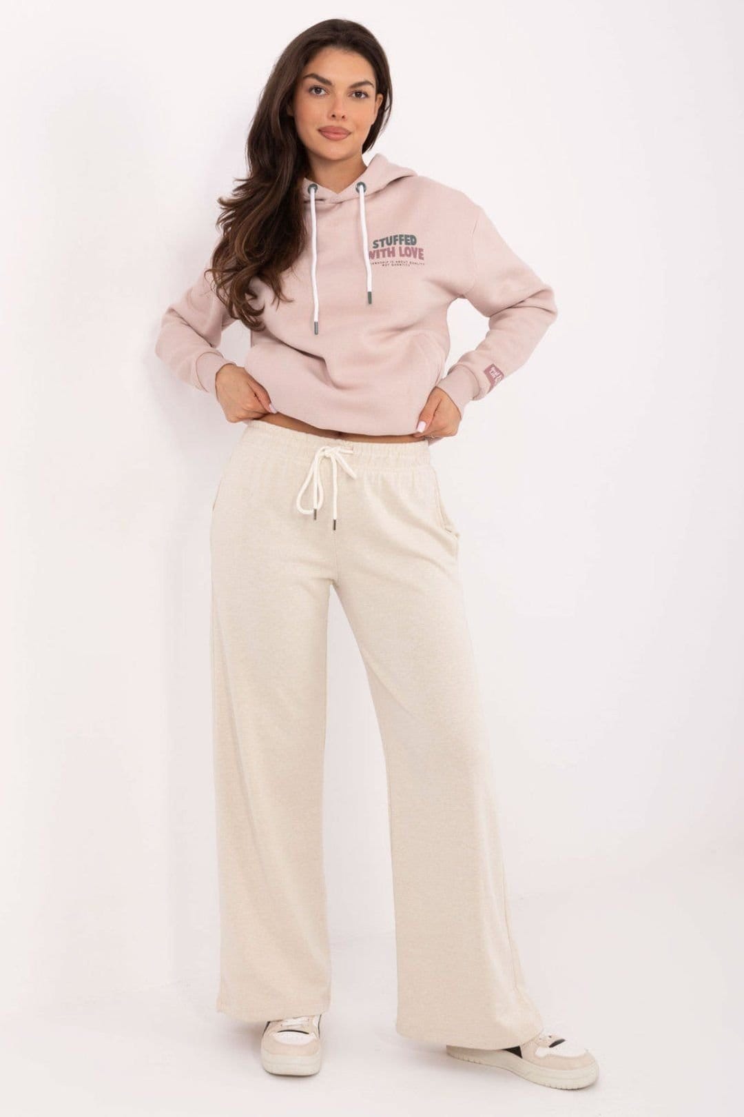 Love Lace Beige Cotton Polyester Sweatpants